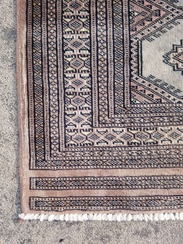 Vintage Distressed Hand Made Traditional Oriental Wool Grey Rug 93x90cm gallery