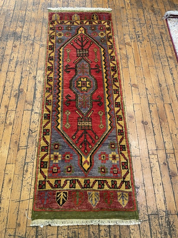 Beautiful Antique 1940-1950's Wool Pile Henna Dye Tribal Runner Rug 1’9”x5’4” gallery