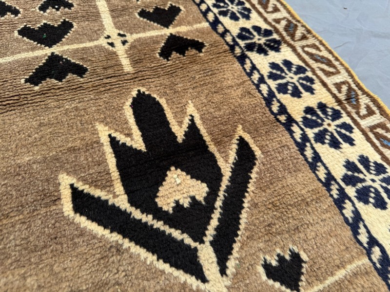 Vintage Afghan Hand-Knotted Wool Rug Beige Tribal Geometric Soft Display Rug gallery