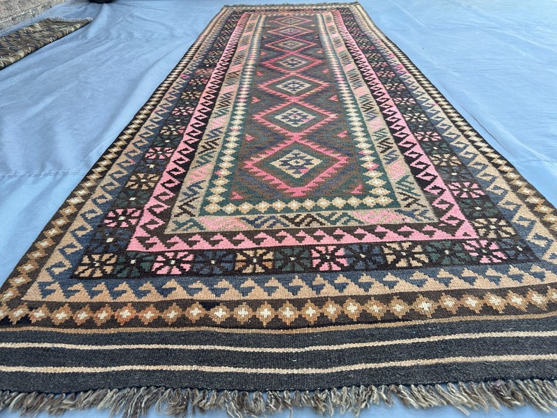 Traditional 3'4 x 9'5 Afghan Vintage Handwoven Tribal Hallway Kilim Rug Runner gallery