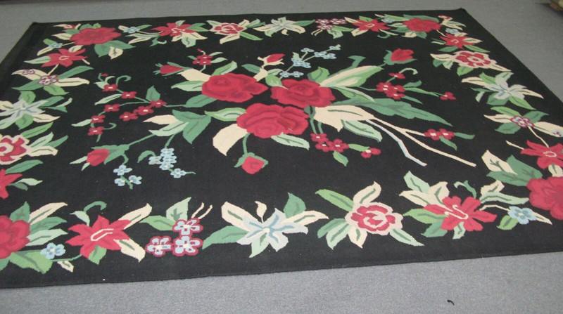 VINTAGE FLORAL BESSARABIAN KILIM RUG 7'6 X 9' HAND WOVEN WOOL EUROPEAN SHABBY gallery