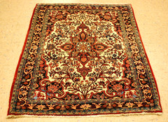 NATURAL WOOL Old Oriental Rugs Hand Woven,knotted size Approximately 3’9″ x 5′