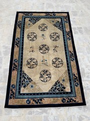 Vintage Fabulous Hand Knotted China Peking Art Deco Wool Rug Carpet 243×151 Cm