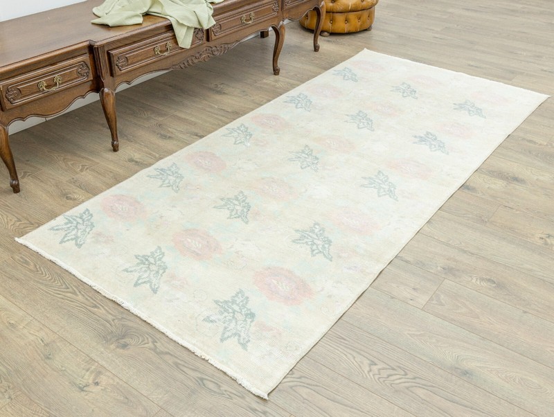 Vintage Turkish Oushak Runner 3.11x8.5 ft – Ivory Pastel – Quiet Luxury Hall Rug gallery