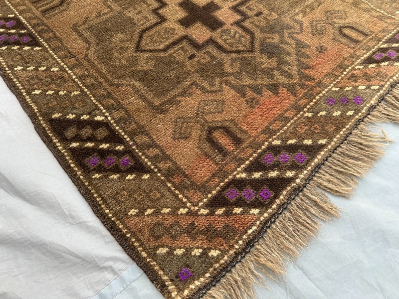 2'9 x 4'10 ft Vintage Afghan Hand-Knotted Wool Rug Tribal Geometric Brown Rug gallery