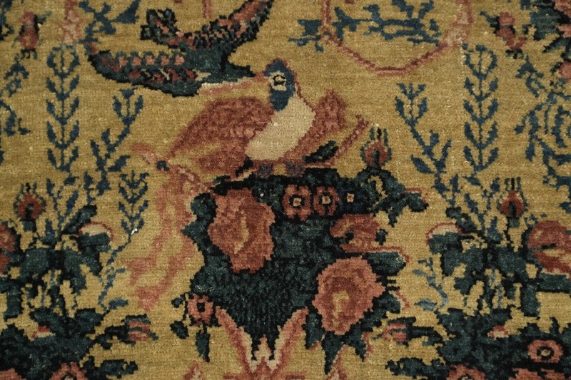 Pre-1900 Antique Style 7x5 Hand-Knotted Wool Floral Tribal Rug in Gold & Cream gallery