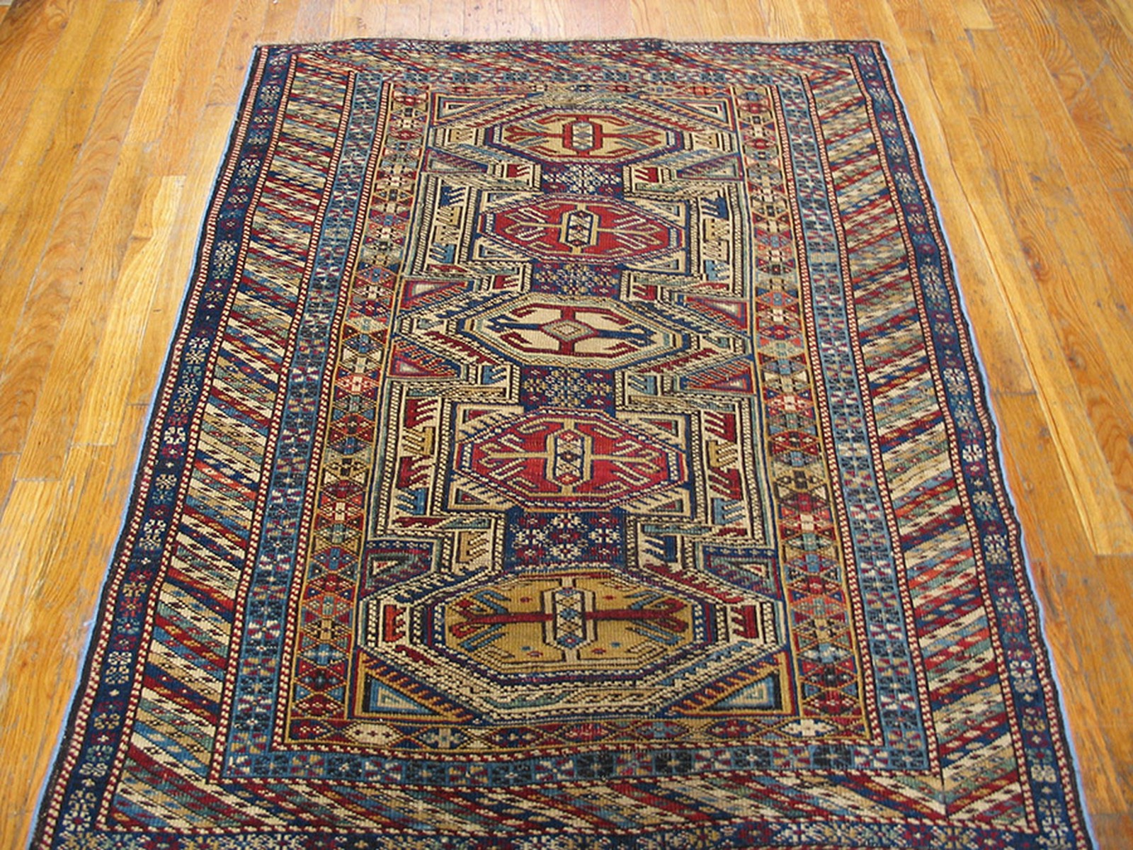 3'x4' Small Colorful Antique Late 19th Century Tribal Geometric Key Hole Design gallery