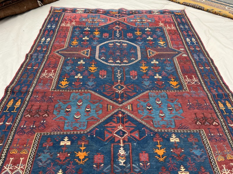 COLLECTORS' ITEM Antique Natural Vegetable Dye Star Kazak Caucasian Daghistan Ru gallery