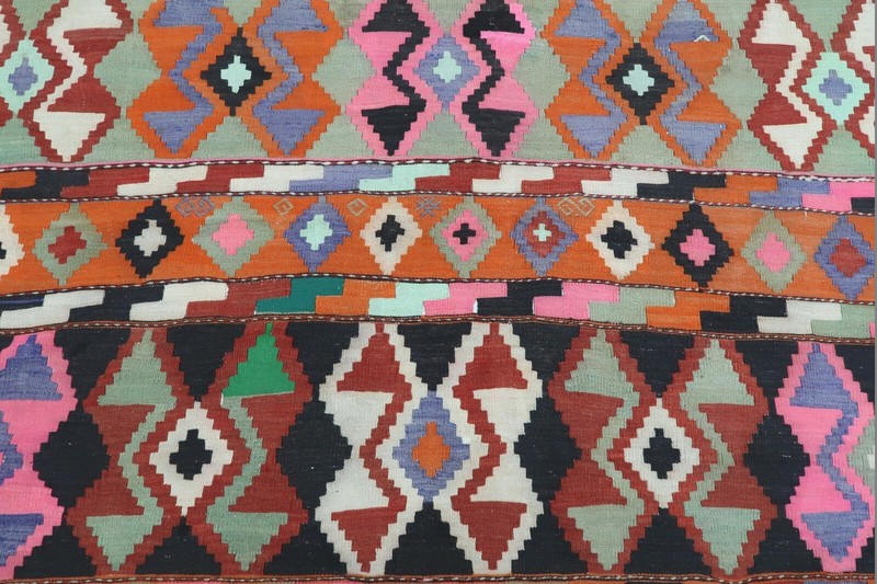 Anatolia Sivas Kilim, Pink Color Wool Kelim, Floor Rug, Carpet 69"X95" Area Rugs gallery