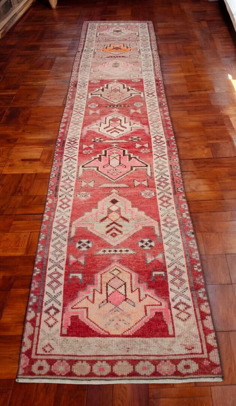 Turkish Runner Rug, Hand Made Rug, Tribal Wool Rug, Ethnic Runner Rug 3 x 12 ft gallery