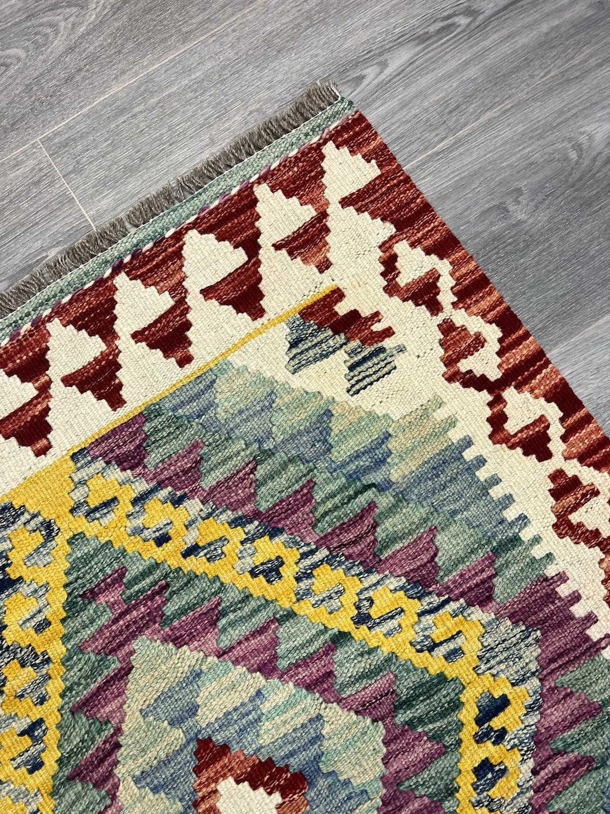 Handmade Kilim Runner wool natural colours Afghan Traditional 201cmx78cm gallery