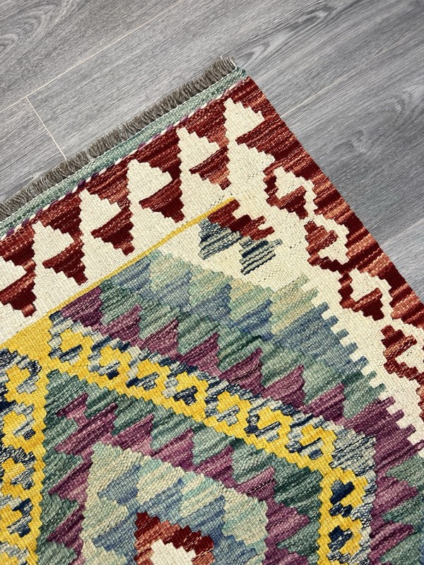 Handmade Kilim Runner wool natural colours Afghan Traditional 201cmx78cm gallery