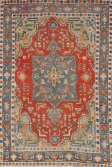 Wool Rust Over-Dyed Traditional Geometric Tebriz Hand-knotted Vintage Rug 4×7