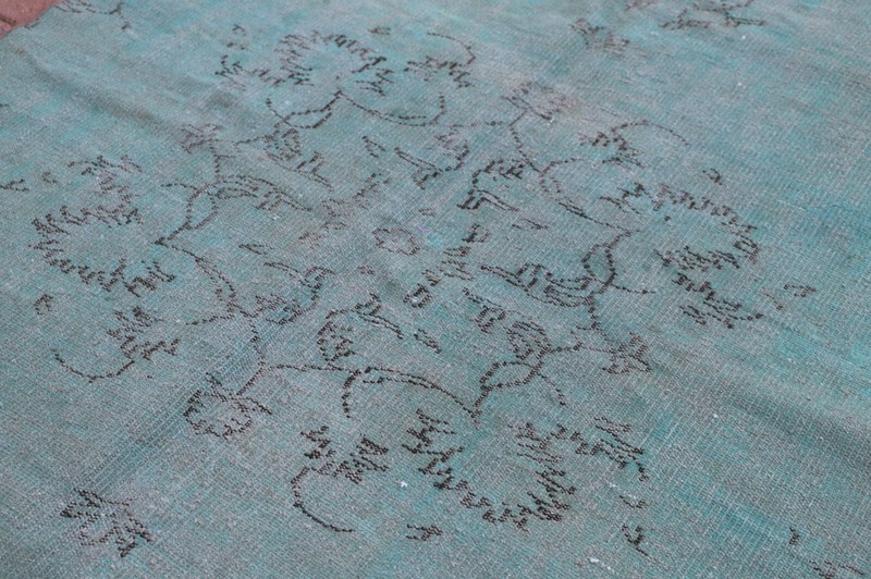 Oriental Large Area Rug Turkish Handwoven Overdyed Turkish Blue Carpet 5x10ft gallery