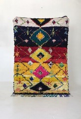 Vintage Moroccan Handmade Rag Rug ~ Boucherouite ~Funky Cotton Tribal Rug 76×46