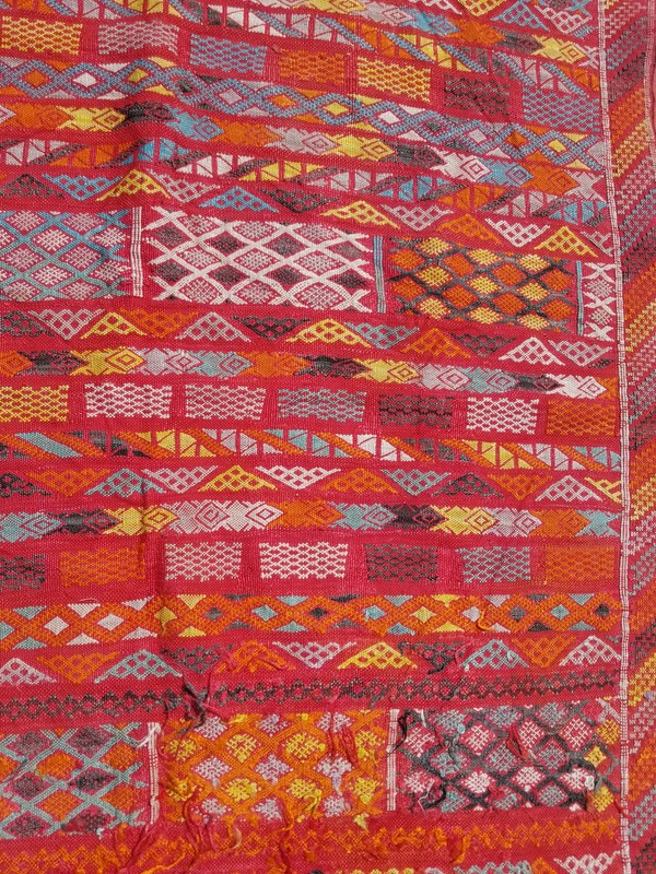 Vintage Traditional Handmade Moroccan Wool Multi Kilim Rug 4.3x2.8ft gallery