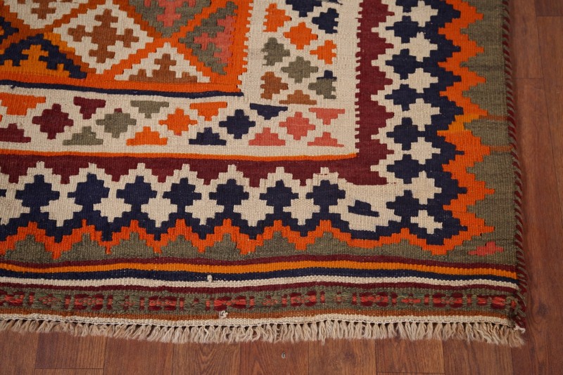 Kilim Area Rug 5x8 Vegetable Dye Geometric Wool Hand-woven Vintage Carpet gallery