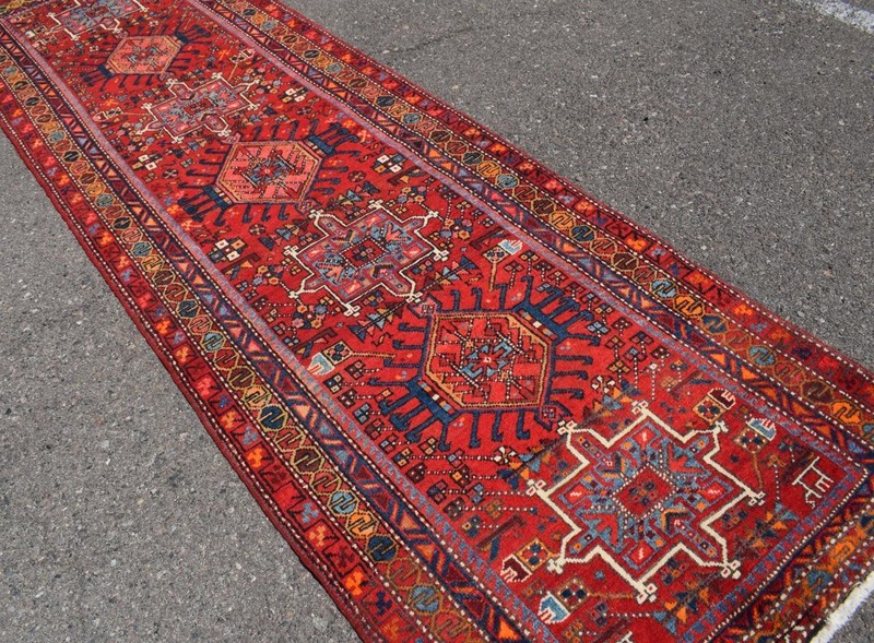 Vintage Hand Knotted Wool Runner Rug 3'2 x 10'7 S Antique Caucasian Heris 3 x 11 gallery