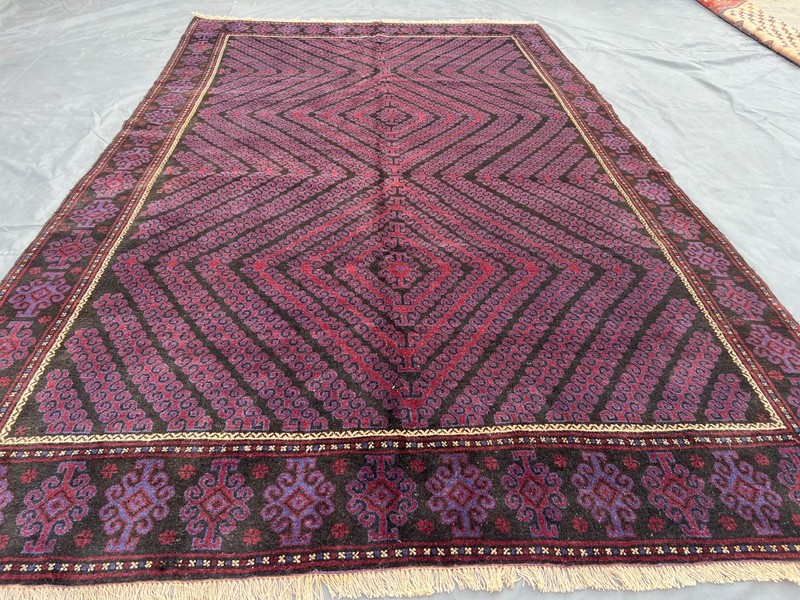 Vintage Afghan Baluchi Rare Rug Tribal Wool Geometric Faded Nomadic Floor Rug gallery