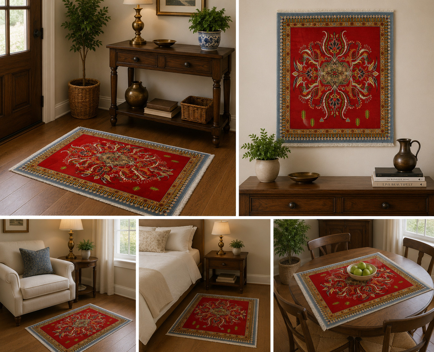 NATURAL WOOL,SILK Old HandWoven Oriental Rug,IN size OF 2'3" × 3'1" BIRDS DESIGN gallery