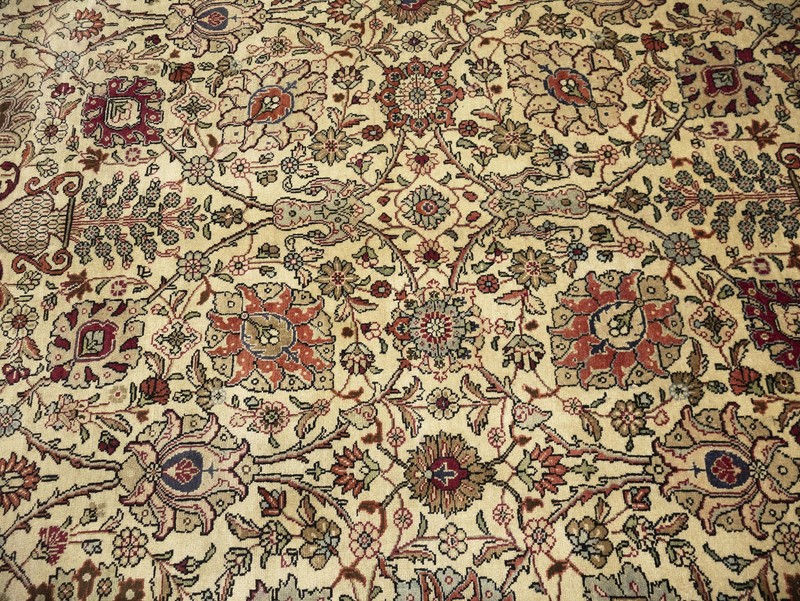 Hand-Knotted Semi-Antique Floral Oriental Rug Cream Home Decor Carpet 9X11'6 ft gallery