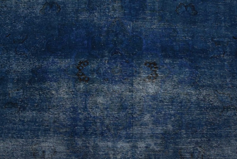 Tabrizi Rug 9’8” x 12’1” Blue Wool Vintage Overdyed Hand-Knotted Carpet gallery