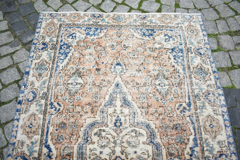 Oushak Rug 3'8 x 6'5 ft Muted Dye Turkish Kilim Vintage Wool Low Pile Oushak Rug gallery
