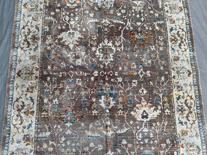 5x6 Antique Handmade Afghan Silk Rug, Low Pile, Floral Pattern Bedroom Rug gallery