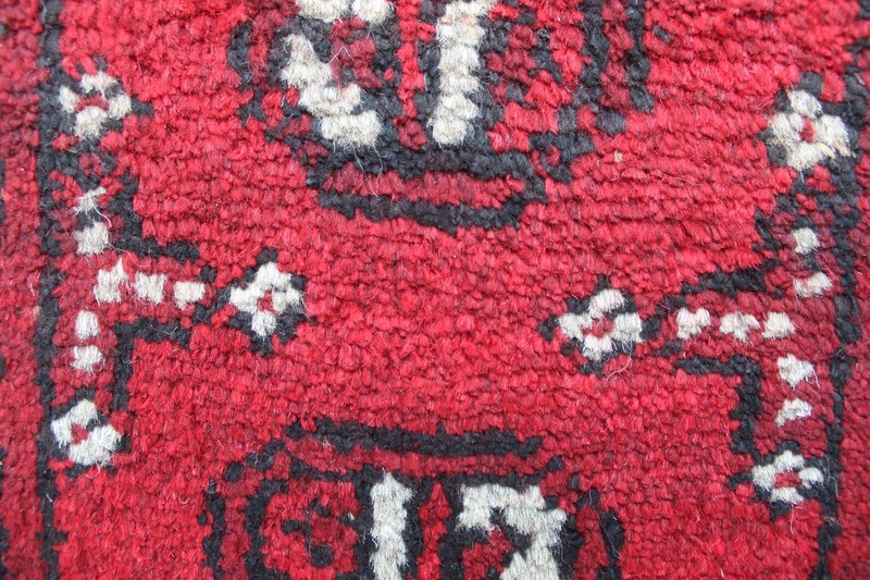 Vintage Hand Made Traditional Rug Oriental Wool Red Small Rug 63x48cm gallery
