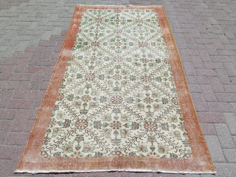 Turkish Carpet, Handmade Rug, Floral Design Rug Wool Area Rugs Floor Rug 48"X87"