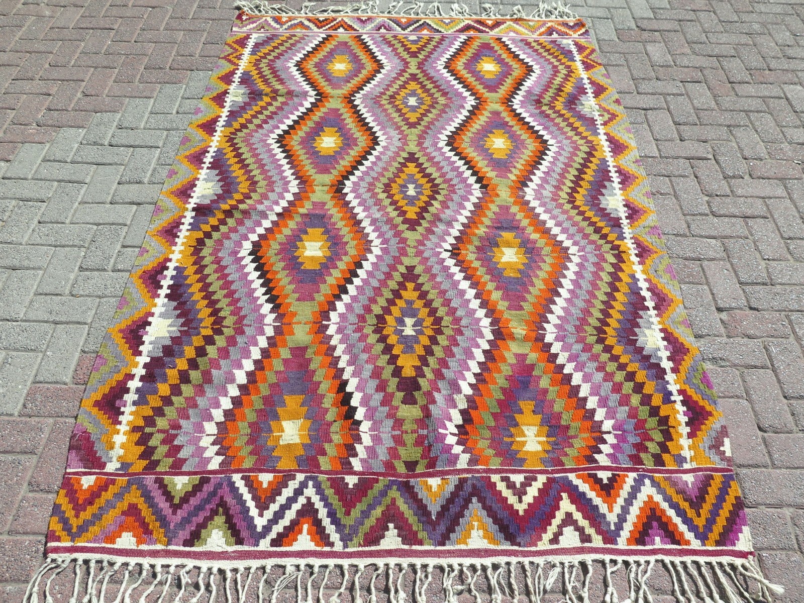 Oriental Kilim Boho Rugs, Handmade Floor Carpet, Large Teppiche Tapi Rug 66"x96" gallery
