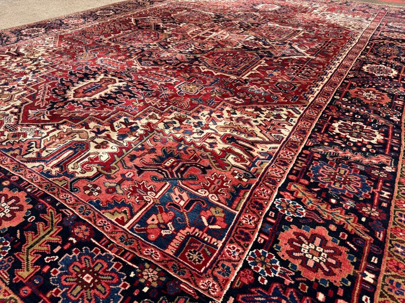 9x12 VINTAGE HERIZ RUG handmade wool oriental HAND-KNOTTED ANTIQUE geometric big gallery