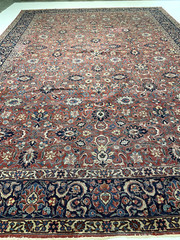 Antique Oriental Hand-Knotted Wool Area Rug Red/Blue/Ivory/Green 11’10” x 17’2″