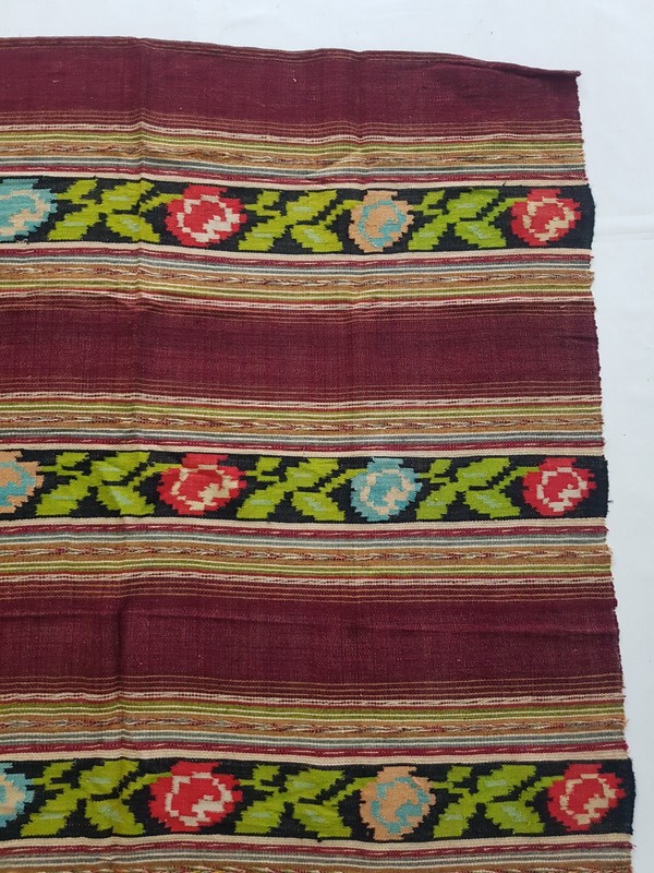 Vintage Handmade Traditional Romanian Floral Kilim Floor Rug Carpet 188x145 cm gallery