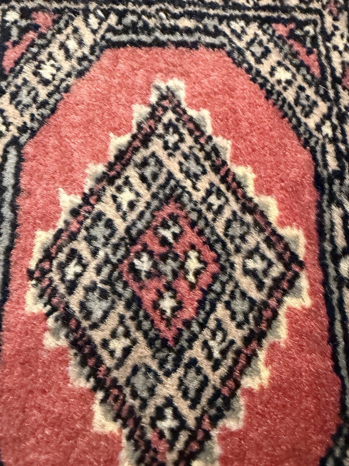 Vintage Hand Knotted Miniature Middle Eastern Wool Rug 12”x12” Dark Pink gallery