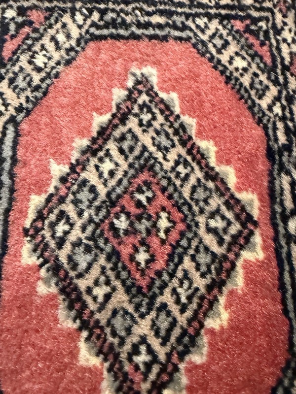 Vintage Hand Knotted Miniature Middle Eastern Wool Rug 12”x12” Dark Pink gallery