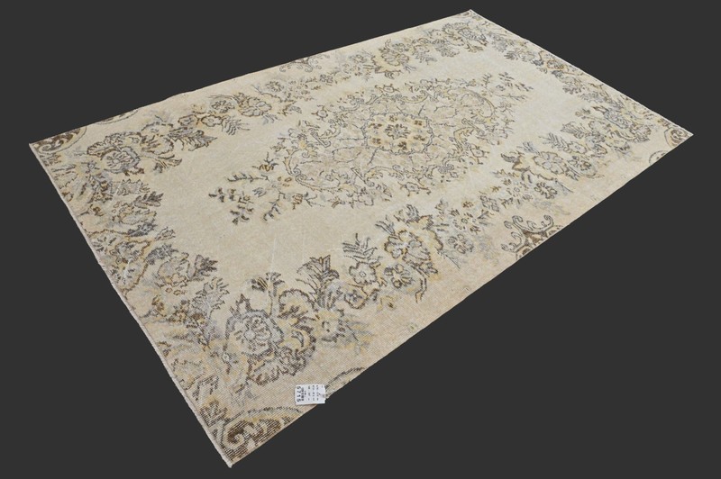 Vintage Turkish Oushak Rug, Beige 5x8ft, Handmade Wool, Bohemian Anatolian gallery