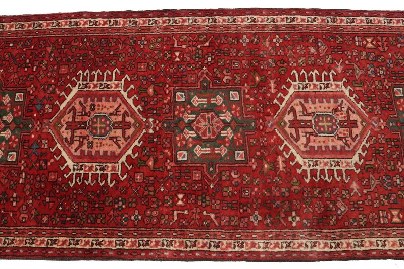 Geometric Tribal Design Vintage Red 3X13 Hand-Knotted Oriental Runner Rug Carpet gallery