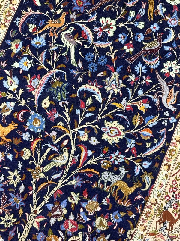 Signed Sarafian Tree of Life Rug 4.2x6.6 Ft Silk & Wool on Silk Handmade Carpet gallery