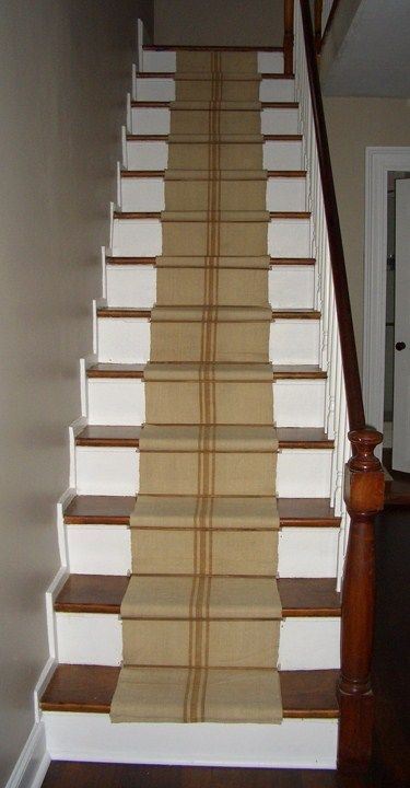 Antique Vintage STAIR RUNNER HEMP fabric per length ~dark Prussian blue per 1yd gallery