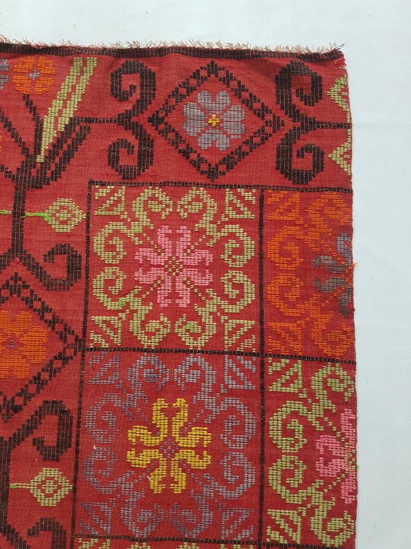 Vintage Handmade Turkish Geometric Traditional Wool Kilim Rug 217x80 cm gallery