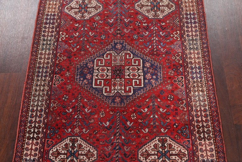 Pre-1900 Vegetable Dye Hand-knotted Antique Rug Tribal Traditional Carpet 4x5 gallery