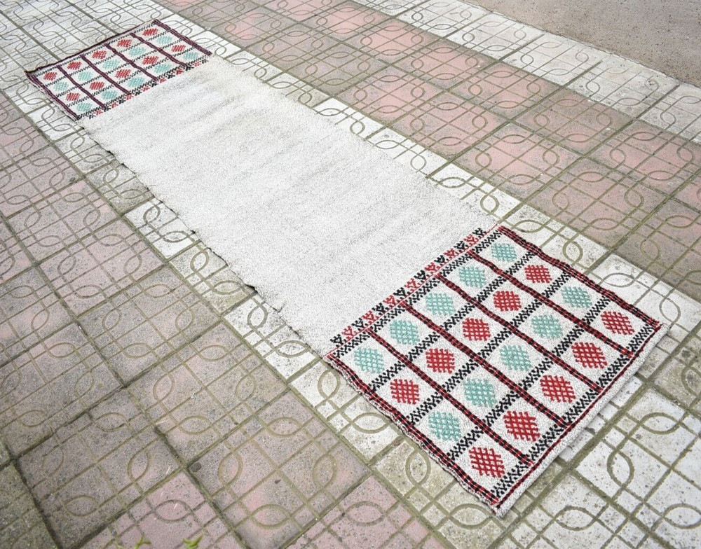 Turkish Rug 26'' x 106'' Vintage Nomadic Woven Rug Hallway Corridor Runner Rug