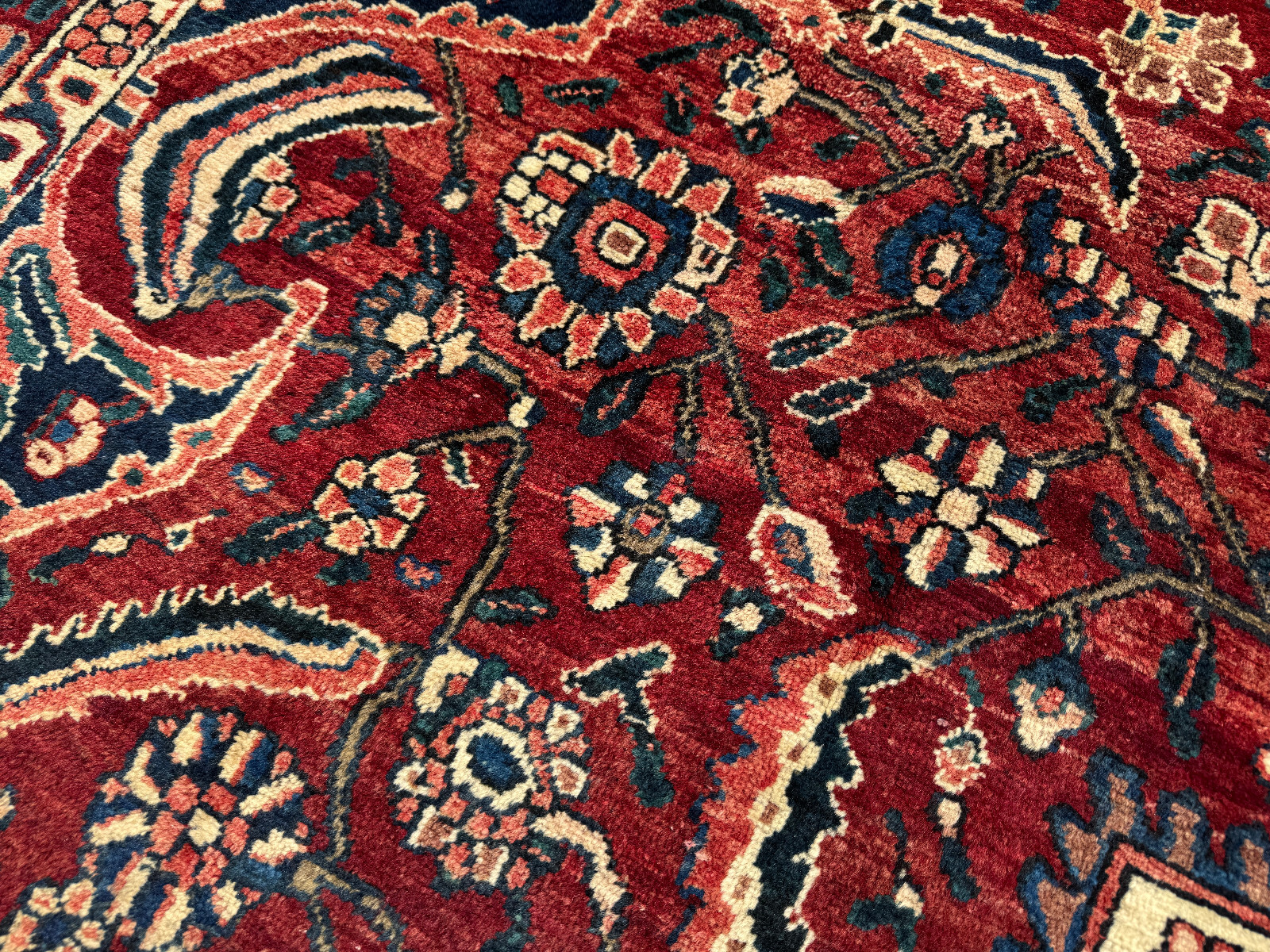 9x12 VINTAGE ORIENTAL RUG ANTIQUE heriz handmade colorful blue red geometric big gallery