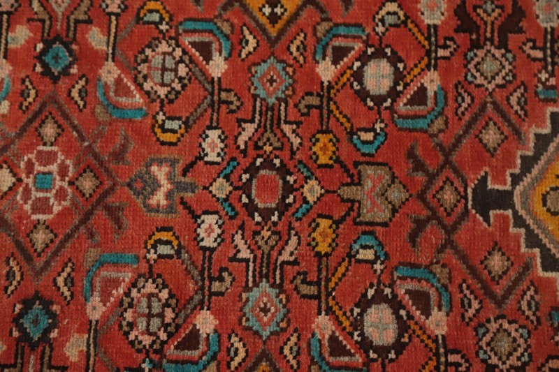 Geometric Hand-made Rust Wool 10 ft Runner Rug Vintage Traditional Carpet 4x10 gallery