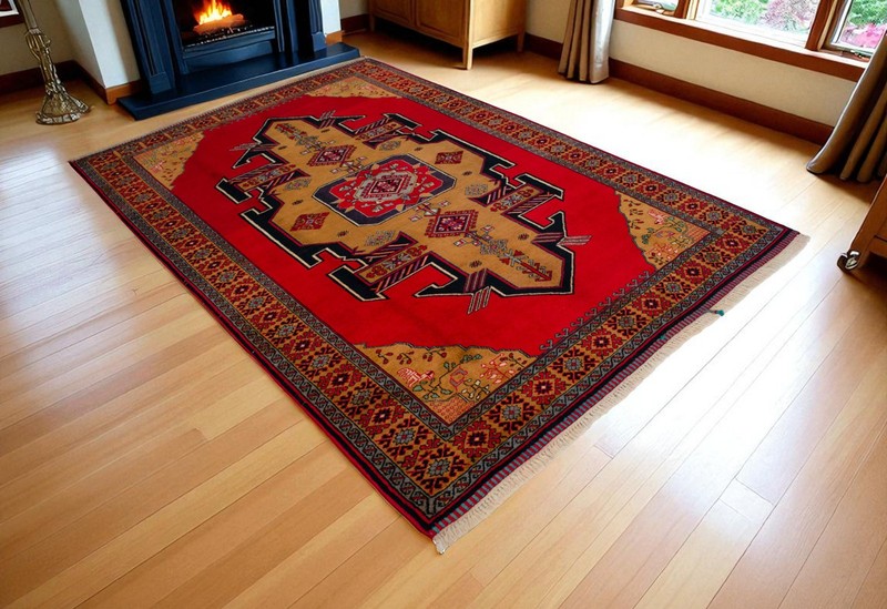 Vintage 1960s Handwoven Turkish Rug 6’8” x 9’11” – Unused Wool with Natural Dyes gallery