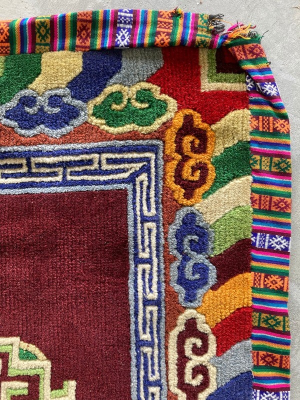 Vintage Chinese Tibetan Handmade Floral Multicolor Wool Rug 2 Carpet gallery