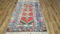 4′ X 6′ Handmade Turkish Super Kazak Shirvan Wool Rug Colorful