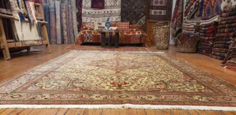 Beautiful Ca1900-1939s Antique Natural Color Wool Pile Hereke Area Rug 6'9"×9'8" gallery