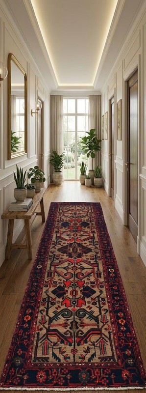 3'7X9'5 ft Handmade Khaki Tribal Geometric Oriental Runner Rug Decorative Carpet gallery